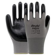 Beybi PN810 Polyester Örme NO:10 Koli Gri Nitril Eldiven