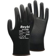Beybi YU150 Siyah Pu Kaplı Naylon İş Eldiveni