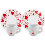 Bialetti Kahve Fincan Seti 2'li Kalpli - Kırmızı - Beyaz