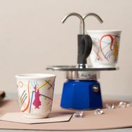 Bialetti Mini Express Moka Pot Kandinsky ve 2 Espresso Fincanı