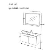 Biani Arya Mat Beyaz 100 CM Banyo Dolabı