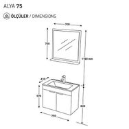 Biani Arya Mat Beyaz 75 CM Banyo Dolabı