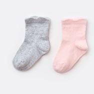 Bibaby 68345 Gri Pembe 2'li Biorganic Desenli Basic Çorap
