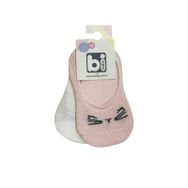 Bibaby 68352 Cute Face Kız Babet 2'li Somon Beyaz Çorap