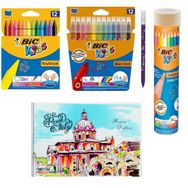 Bic Pastel Boya Keçeli Boya Metal Tüp Kuru Boya 12'li ve Resim Defteri