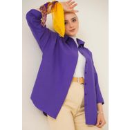 Bigdart 103901 Oversize Basic Mor Kadın Tesettür Gömlek
