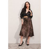 Bigdart 15806 Kahverengi Kadın Saten Etek