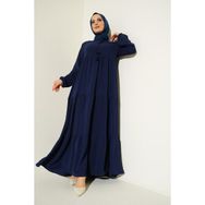 Bigdart 1627 C.Lacivert Yaka Bağcıklı Tesettür Elbise