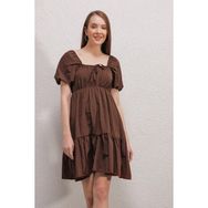 Bigdart 2351 Kloş Poplin Kahverengi Kadın Elbise