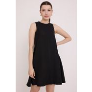 Bigdart 2491 Siyah Mini Keten Kadın Elbise