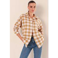 Bigdart 3900 Vizon Oversize Uzun Basic Kadın Gömlek