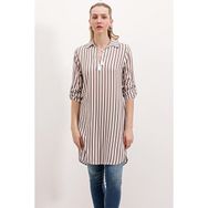 Bigdart 5613 Açık Kahve Yaka Bağcıklı Kadın Tunik