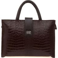 Bilik Deri BLM093045 Kahve Kroko Deri Unisex Laptop ve Evrak Çantası