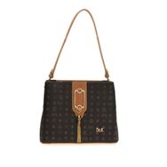 Bilik Deri RİV 232-MN Monogram Siyah Camel Kadın El Çantası