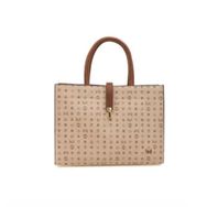 Bilik Deri SYM 517-MN Monogram Açık Vizon/Taba Kadın Omuz Çantası