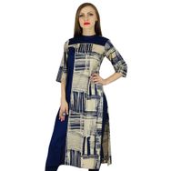 Bimba Kurti Kurta Balıkçı Yaka Resmi Pamuk Bej Kadın Tunik