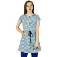 Bimba Kurti Pamuk Şık Günlük Mavi Kısa Kadın Tunik