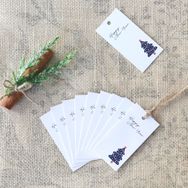 Bimotif Yılbaşı Çam Figürlü Lacivert Beyaz 10 Adet 3.5x7 cm Dikdörtgen Etiket