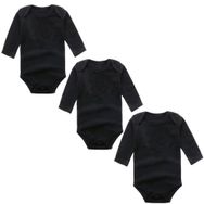BINIDUCKLING Siyah 3'lü Paket Uzun Kollu Kız Çocuk Bodysuit