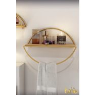 Bino Masif Altın Gold Paslanmaz Mutfak Banyo Altın Elips Kitaplık Demonte Duvar Rafı