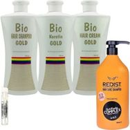 Bio Keratin Gold 3'lü Brezilya Fönü Kalıcı Saç Düzleştirici Keratin + Redist Tuzsuz 1000 ml Şampuan