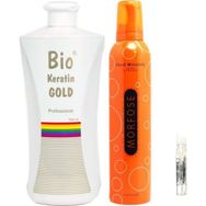 Bio Keratin Gold Brezilya Fönü Kalıcı Saç Düzleştirici Keratin + Morfose 350 ml Saç Köpüğü