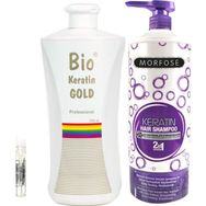 Bio Keratin Gold Brezilya Fönü Kalıcı Saç Düzleştirici Keratin + Morfose Keratin 1000 ml Şampuan