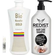 Bio Keratin Gold Brezilya Fönü Kalıcı Saç Düzleştirici Keratin + Redist Sarımsaklı 1000 ml Şampuan