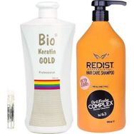 Bio Keratin Gold Brezilya Fönü Kalıcı Saç Düzleştirici Keratin + Redist Tuzsuz 1000 ml Şampuan