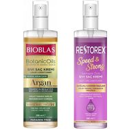 Bioblas Argan Yağlı 200 ml Sıvı Saç Kremi + Restorex Sağlıklı Uzama Etkili 200 ml Sıvı Saç Kremi