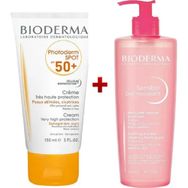 Bioderma Photoderm Spot 50+ Faktör Leke Karşıtı Lekeli Ciltler İçin Renksiz Güneş Koruyucu Krem 150 ml + Bioderma Sensibio Gel Moussant Foaming Gel 500 ml