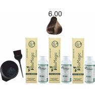 Biomagic Amonyaksız Organik Keratin + Argan Yağlı 6.00 Koyu Kumral 3x60 ml Saç Boyası + 90 ml Oksidan + Boyama Seti