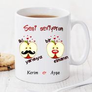 Bir Elmanın İki Yarısıyız Kişiye Özel Kupa