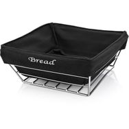 Biradlı 22x22x9 cm Siyah Bezli Kare Ekmek Sepeti