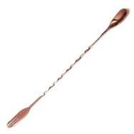 Biradlı Burgulu Çatallı Bakır 33 cm Bar Kaşık