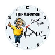 Biresimden Fizik Öğretmenine Hediye İsimli Cam Duvar Saati