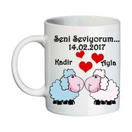 Biresimden Sevgililer Günü Aşık Kuzucuklar İsimli Kupa