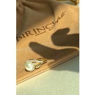 Birinci1926 14 Ayar Yeşil Altın Kadın Taşlı İnci Yüzük
