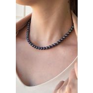 Birinci1926 925 Ayar Gümüş Kadın 6 mm Siyah İnci Kolye