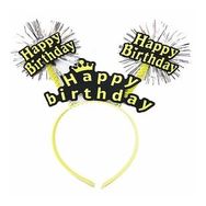 Bisepetim 22x19 cm Happy Birthday Püsküllü Neon Sarı Doğum Günü Tacı