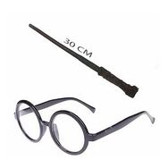 Bisepetim Harry Potter Asası 30 cm ve Siyah Çerçeveli Harry Potter Gözlüğü Seti
