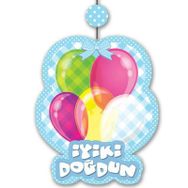 Bisepetim Mavi 12x45 cm İyiki Doğdun Yazılı Asmalı İp Süs