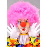 Bisepetim Pembe Renk Kıvırcık Afro Bonus Takma Saç ve Kırmızı Burun Seti