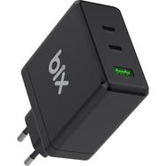 Bix BX3P100G 100W PD GAN 2 Siyah TYPE-C USB-A Hızlı Şarj Adaptörü