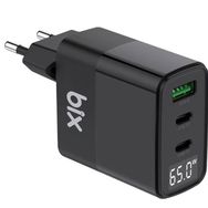 Bix BX65GD 65W PD GAN 2 Siyah TYPE-C USB-A PD Hızlı Şarj Adaptörü