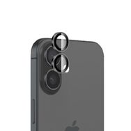 Bix iPhone 16 / 16 Plus 9H Gerçek Cam Crystal AR+AF Siyah Lens Koruyucu