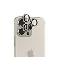 Bix iPhone 16 Pro / 16 Pro Max 9H Gerçek Cam Crystal AR+AF Doğal Titanyum Lens Koruyucu