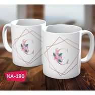 Biz Dijital Ç Harf Pink Rose Baskılı Hediyelik Kahve Kupa Bardak