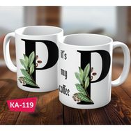 Biz Dijital P Harf Baskılı Hediyelik Kahve Kupa Bardak