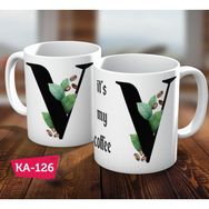 Biz Dijital V Harf Baskılı Hediyelik Kahve Kupa Bardak